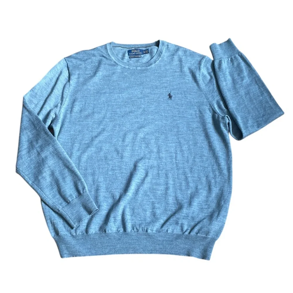 Polo Ralph Lauren Washable Merino Wool Light  Blue Sweater  XL Pullover NWOT
